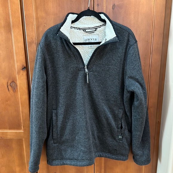 Orvis Gray Speckled Fleece Lined Quarter Zip Pullover Size Small - Picture 8 of 8
